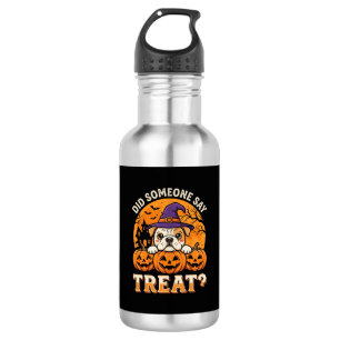 Halloween Dog Treat Bulldog Pumpkin Design 532 Ml Water Bottle