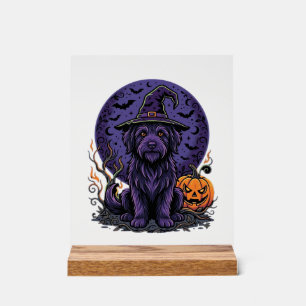 Halloween Dog Witch Pumpkin Vector Art Acrylic Sign