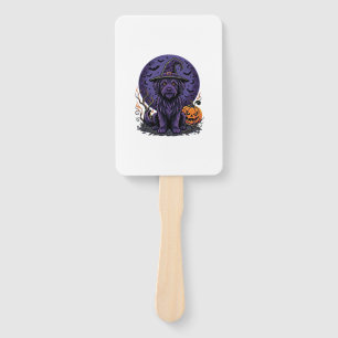 Halloween Dog Witch Pumpkin Vector Art Hand Fan