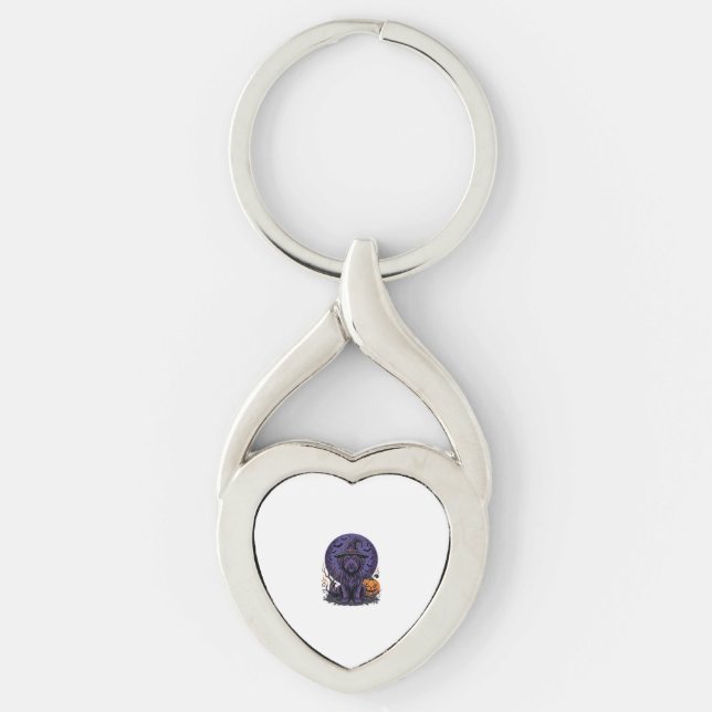 Halloween Dog Witch Pumpkin Vector Art Keychain (Front)