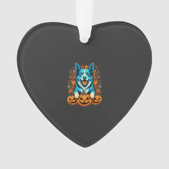 Halloween Dog With Jack O Lantern Pumpkins_1 Ornament (Front)