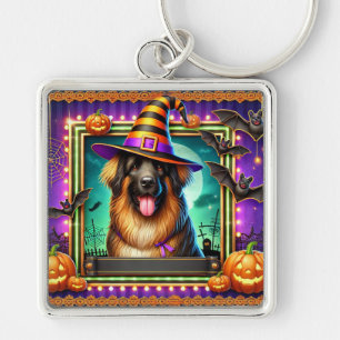 Halloween Dog With Witch Hat Keychain