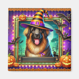 Halloween Dog With Witch Hat Magnet