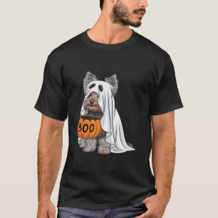 Halloween Dog Yorkshire Terrier Cute Ghost Costume T-Shirt