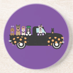 Halloween Dogs In A Pickup Truck Coaster