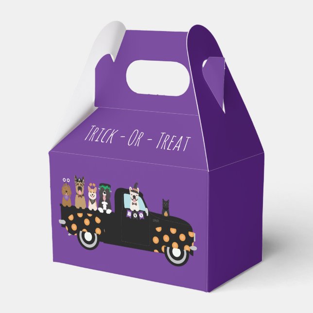 Halloween Dogs In A Pickup Truck Favor Box (Front Side)