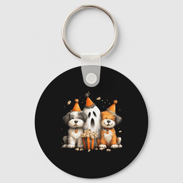 Halloween Dogs Popcorn Party Keychain (Front)