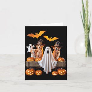 Halloween Dogs With Pumpkins And Bats For Pet Card