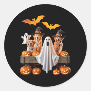Halloween Dogs With Pumpkins And Bats For Pet Classic Round Sticker