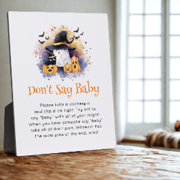 Halloween 'Don't Say Baby' Baby Shower Game Plaque