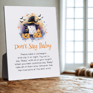 Halloween 'Don't Say Baby' Baby Shower Game Plaque