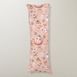 Halloween Doodle Pattern with Ghosts & Pumpkins Body Pillow