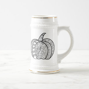 Halloween doodles boho mandala pumpkins Autumn Beer Stein