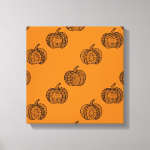 Halloween doodles boho mandala pumpkins Autumn Canvas Print