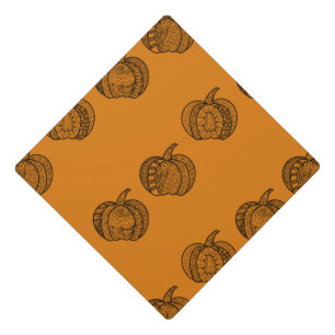 Halloween doodles boho mandala pumpkins Autumn Graduation Cap Topper