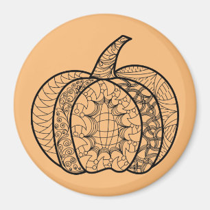 Halloween doodles boho mandala pumpkins Autumn Magnet