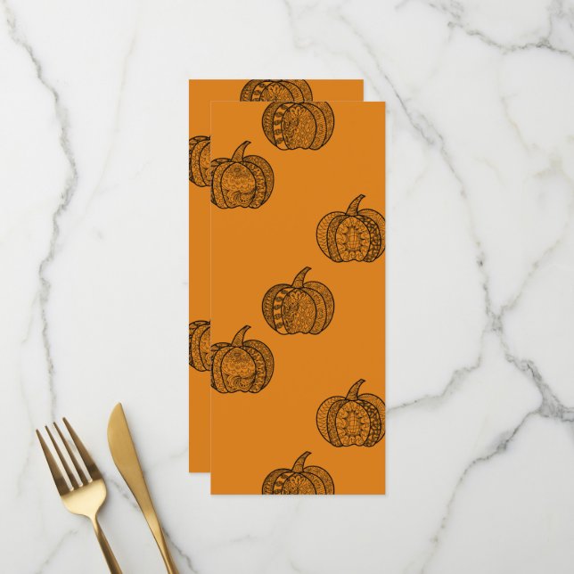 Halloween doodles boho mandala pumpkins Autumn Menu (Front/Back In Situ)