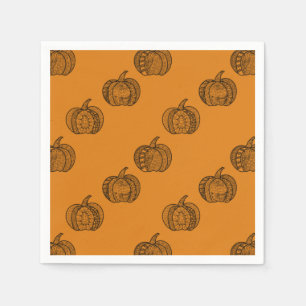 Halloween doodles boho mandala pumpkins Autumn Napkin