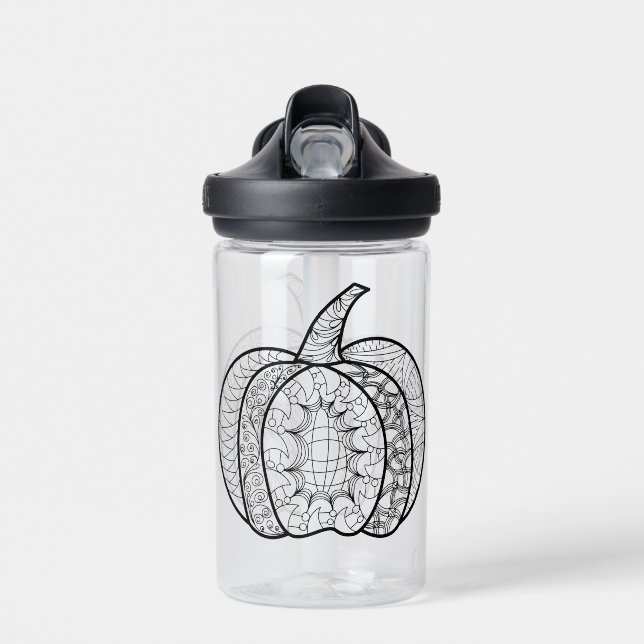 Halloween doodles boho mandala pumpkins Autumn Water Bottle (Front)