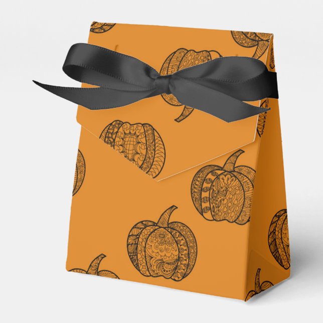 Halloween doodles boho zentangles pumpkins Autumn Favor Box (Front Side)