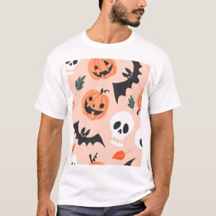 Halloween doodles, pumpkins, bats pattern. T-Shirt