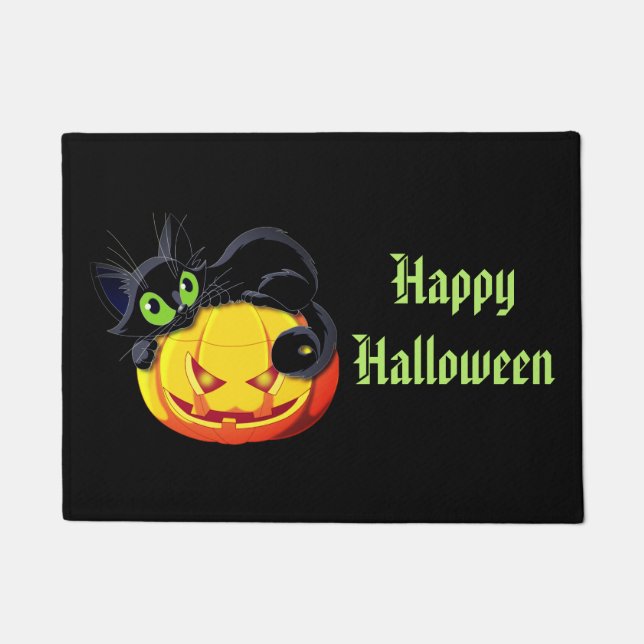 Halloween Door Mat-Cat/Pumpkin Doormat (Front)