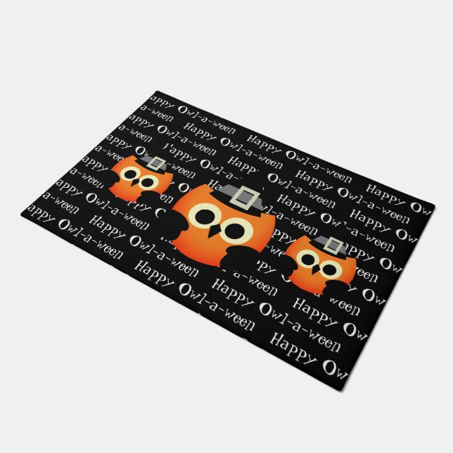 Halloween Door Mat-Owl Doormat (Angled)