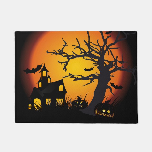 Halloween Door/Welcome Mat/Haunted Scene Doormat (Front)