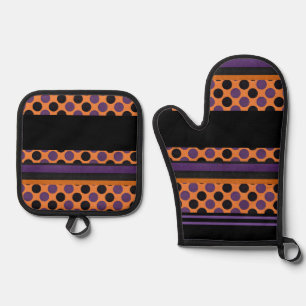 Halloween Dots and Stripes Oven Mitt & Pot Holder Set