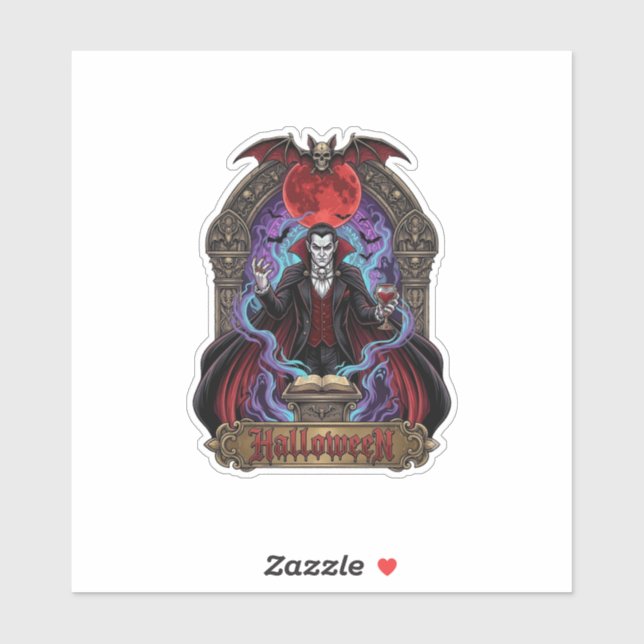 Halloween Dracula Red Moon Bats Skull_1 (Sheet)