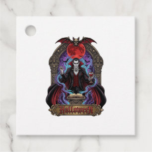 Halloween Dracula Red Moon Bats Skull_1 Favour Tags