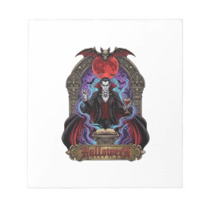 Halloween Dracula Red Moon Bats Skull_1 Notepad