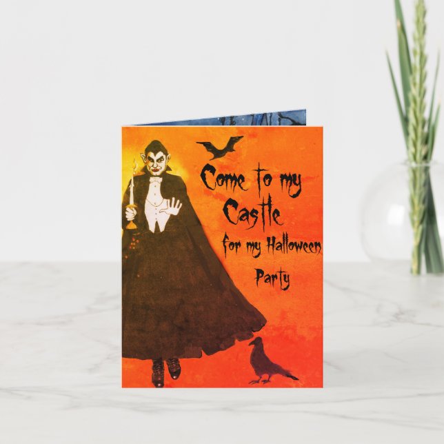 Halloween Dracula's Castle  Cloak Candlestick Glow Invitation (Front)
