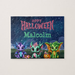 Halloween Dragon Custom Child Name Puzzle
