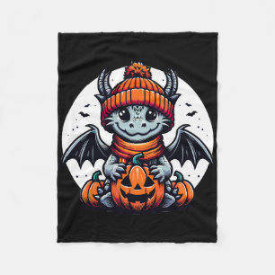 Halloween Dragon Pumpkin Fleece Blanket