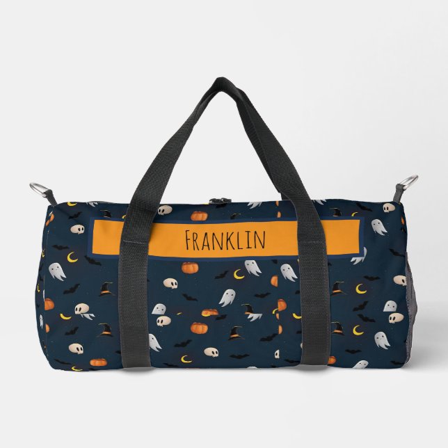 Halloween Drawing I Custom Name  Duffle Bag (Front)