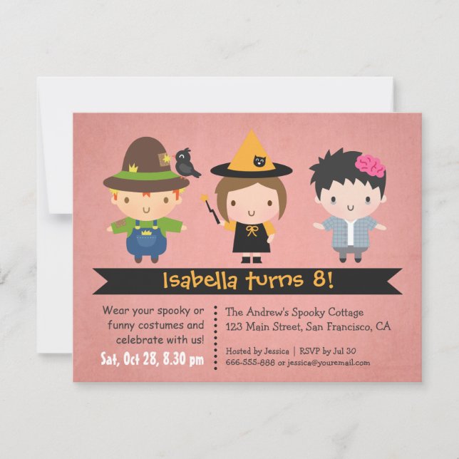 Halloween Dress Up Birthday Party Invitations (Front)