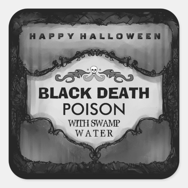 Halloween Drink Label - Grey & Black Large Square (Front)