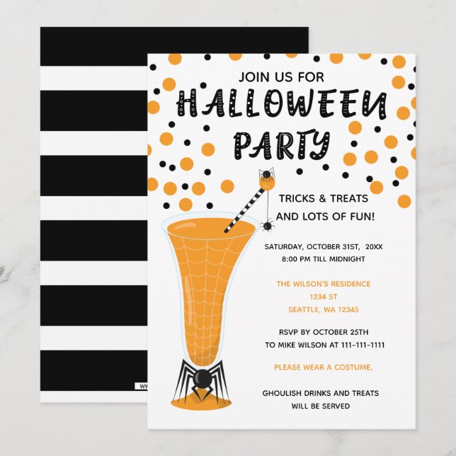 Halloween Drinks Candies and Treats Halloween Invitation (Front/Back)
