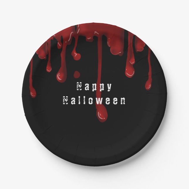Halloween Dripping Blood  Paper Plate (Front)