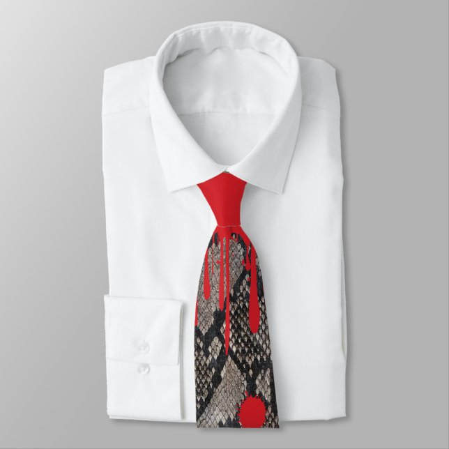 Halloween Dripping Blood Python Snake Skin Bloody Tie (Tied)