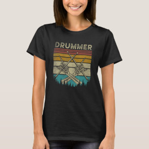 Halloween Drummer Drum Sticks Rock and Roll Skelet T-Shirt