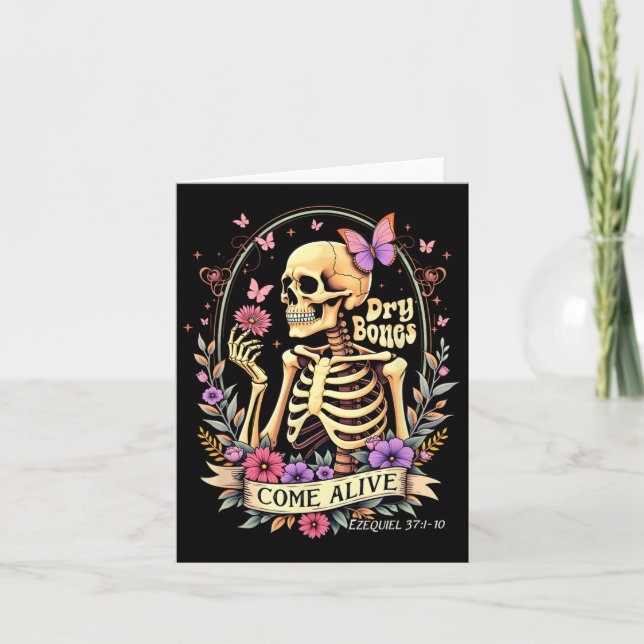Halloween Dry Bones Come Alive Dancing Skeleton Ch Card (Front)