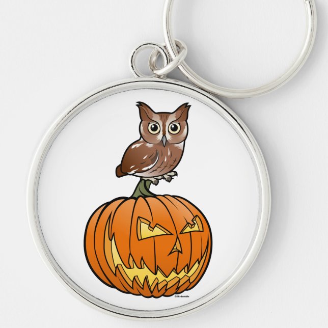 Halloween Eastern Screech Owl Keychain (Front)