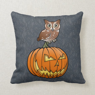 Halloween Eastern Screech Owl Throw Pillow