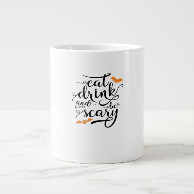 Halloween Eat Drink And Be Scary Retro Classic Large Coffee Mug (Front)