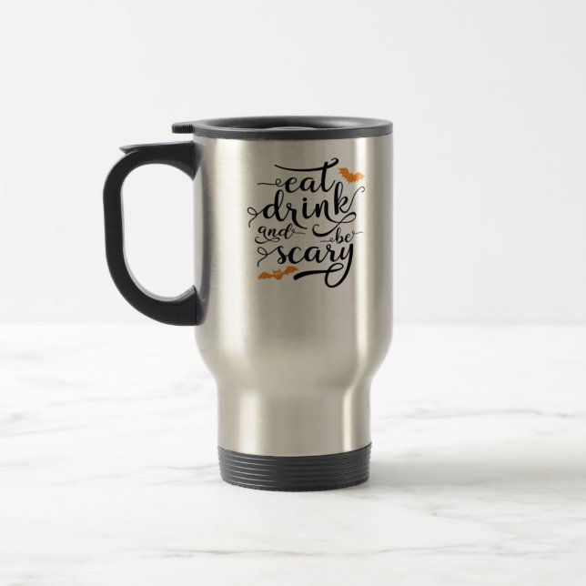 Halloween Eat Drink And Be Scary Retro Classic Travel Mug (Left)