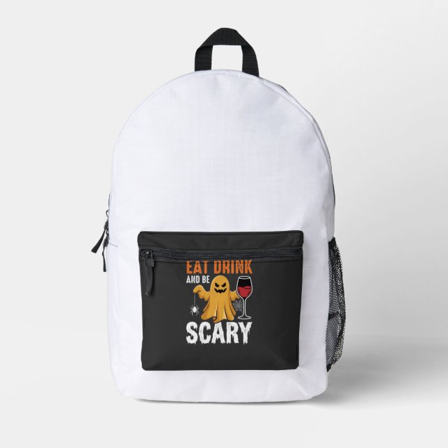 Halloween Eat Drink Be Scary Ghost Design_1 Printed Backpack (Front)