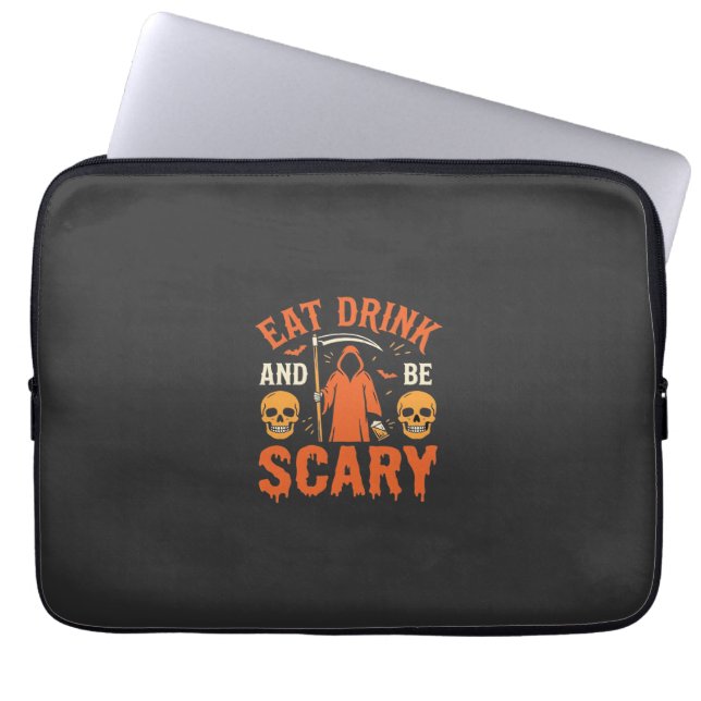 Halloween Eat Drink Be Scary Reaper Design_1 Laptop Sleeve (Front)