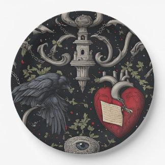 Halloween Edgar Allan Poe Inspired Paper Plate